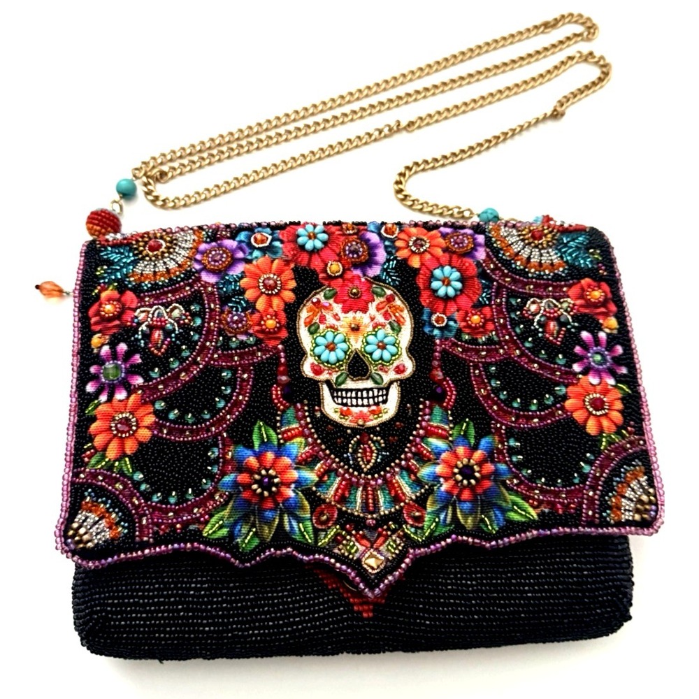 MARY FRANCES Sugar Skull Colorful Beaded Crossbody Woman's Handbag Clutch